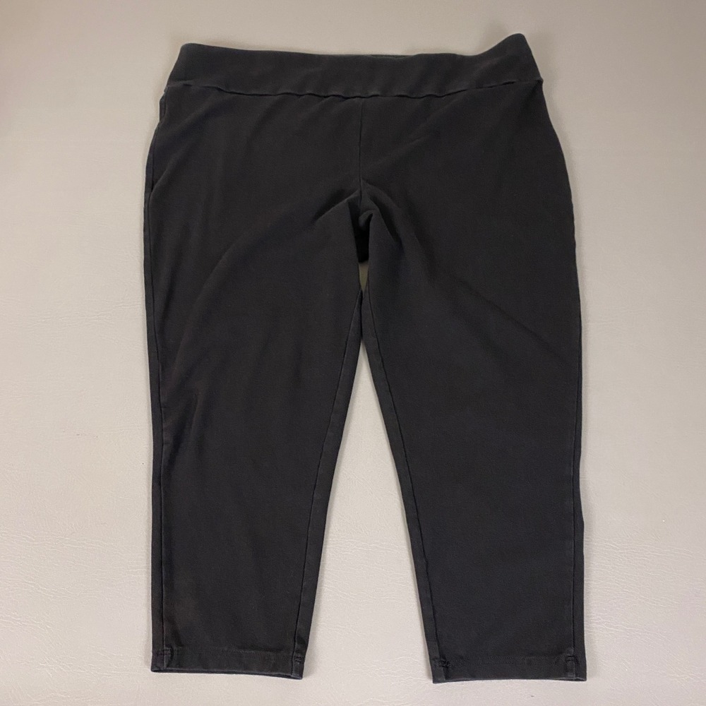 Terra & Sky Capri Leggings Pull-On Plus Size 2X 20W-22W Black Stretch Cotton